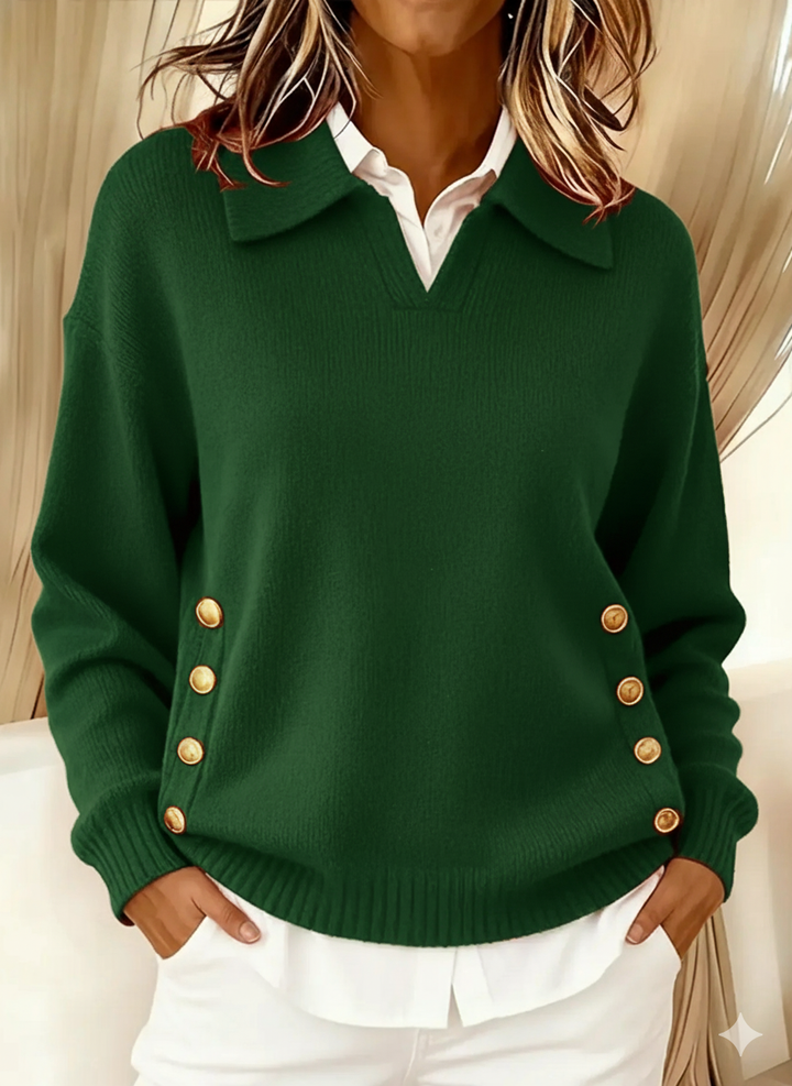 VICENTA | POLO-COLLAR BUTTON-DETAIL JUMPER