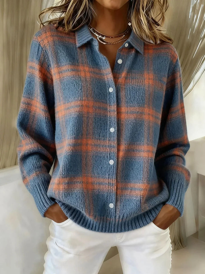Priscilla™ | Plaid Shirt-Collar Cardigan