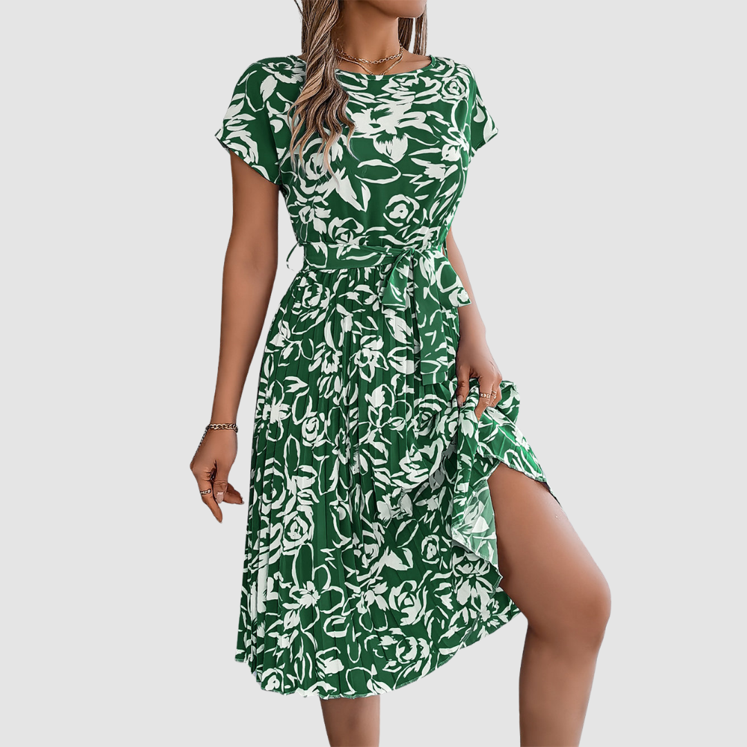 Rosie™ Elegant Floral Pleated Dress