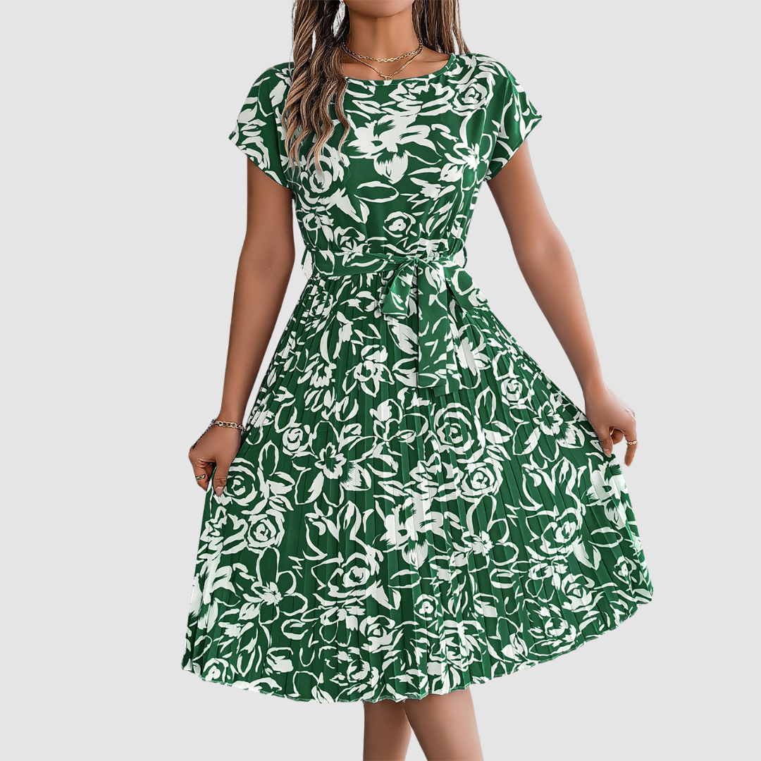 Rosie™ Elegant Floral Pleated Dress
