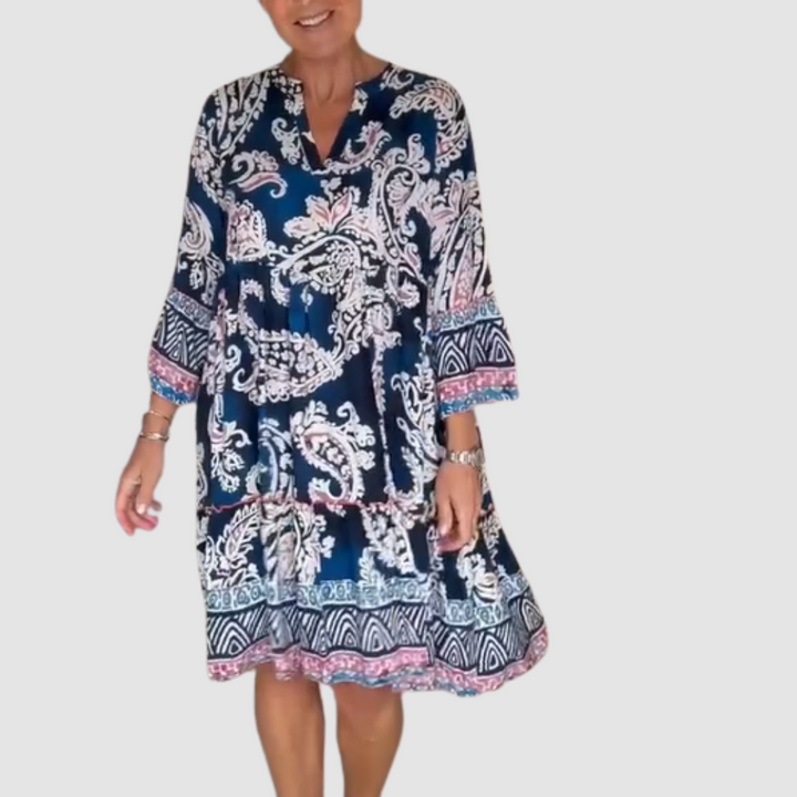Vivian™ V-Neck Floral Print Dress