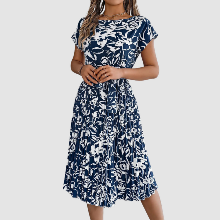 Rosie™ Elegant Floral Pleated Dress