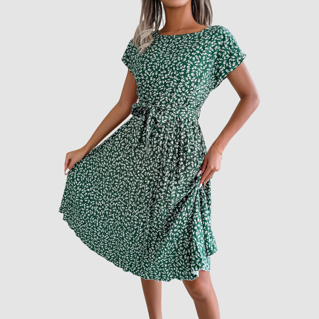 Lina™ Short Sleeve Floral A-Line Dress