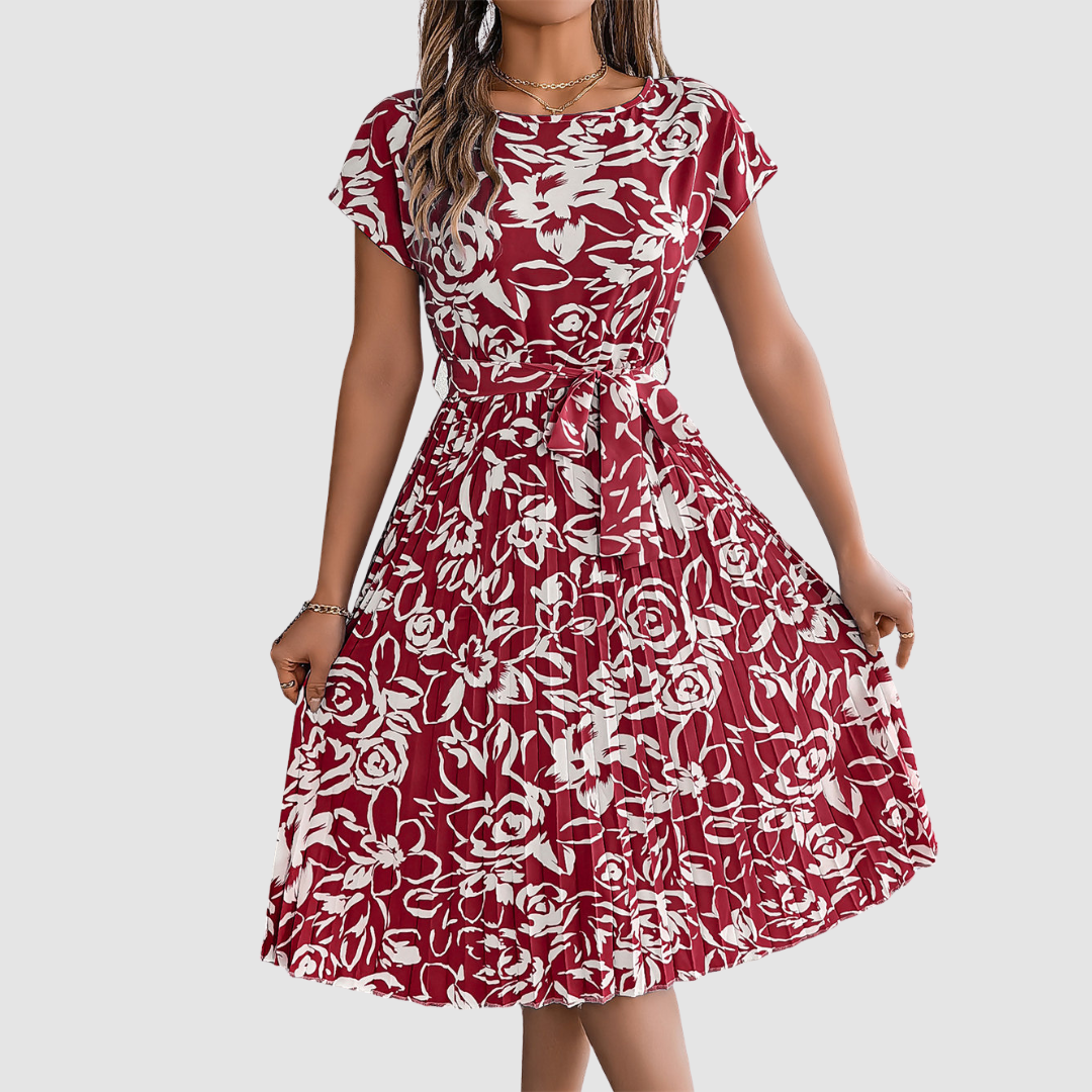 Rosie™ Elegant Floral Pleated Dress