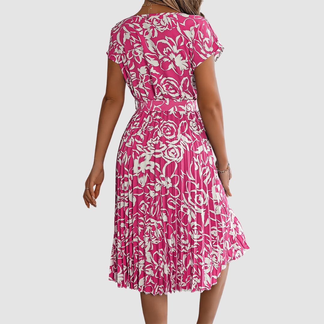 Rosie™ Elegant Floral Pleated Dress