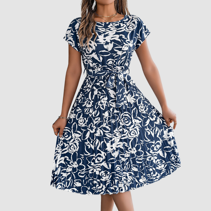 Rosie™ Elegant Floral Pleated Dress