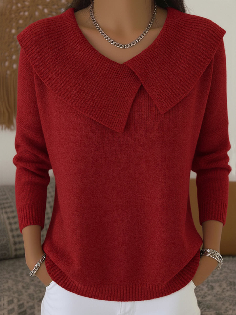 Sofía™ | Oversized Folded-Collar Sweater