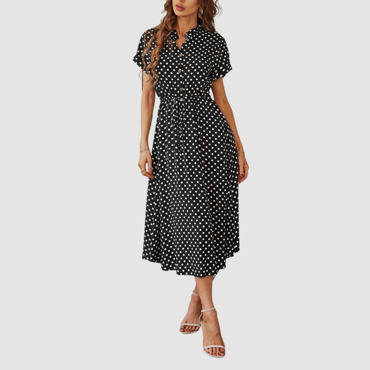 Kristen™ Elegant Polka Dot Midi Dress