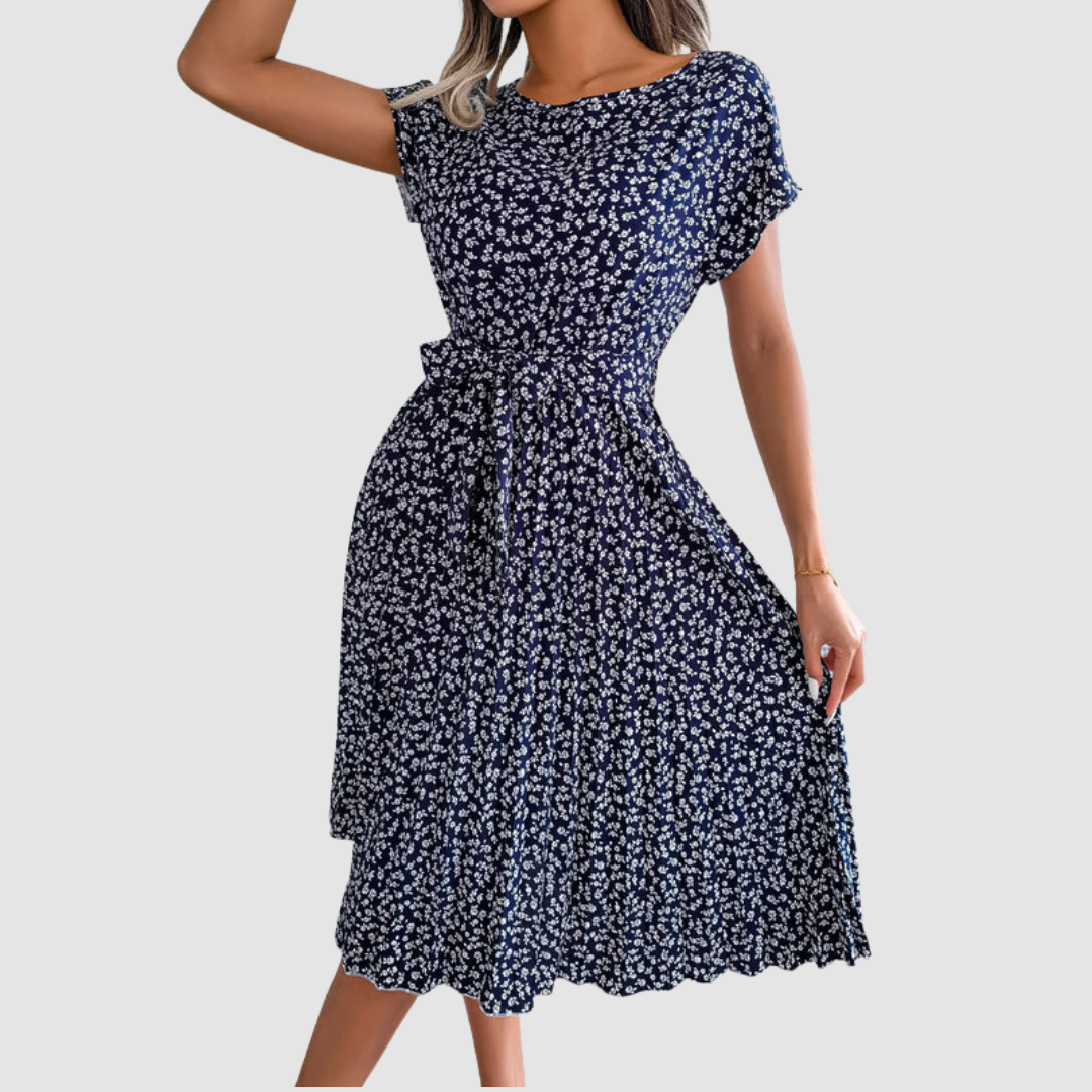 Lina™ Short Sleeve Floral A-Line Dress