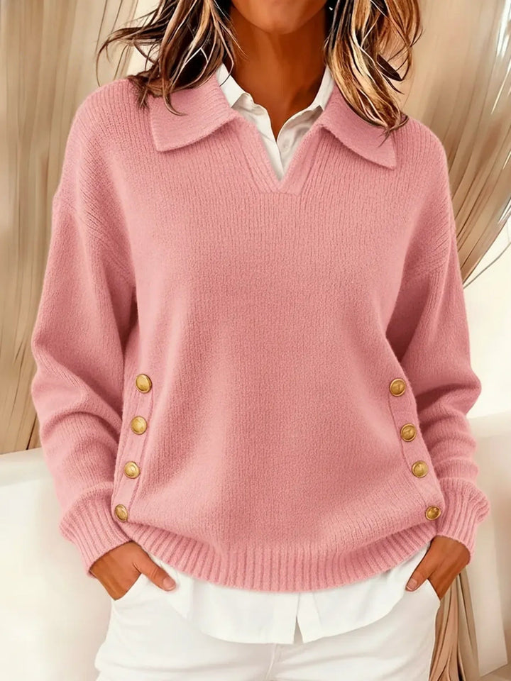 VICENTA | POLO-COLLAR BUTTON-DETAIL JUMPER