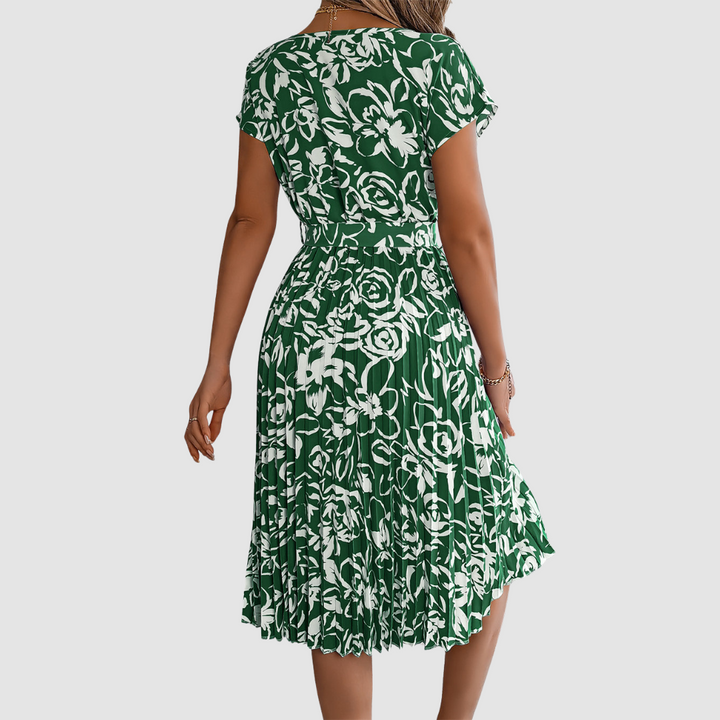 Rosie™ Elegant Floral Pleated Dress