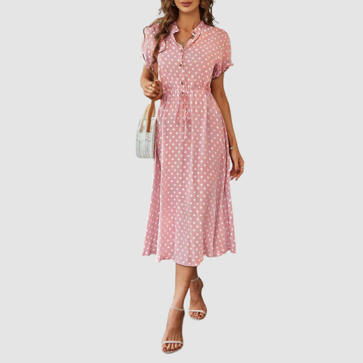 Kristen™ Elegant Polka Dot Midi Dress