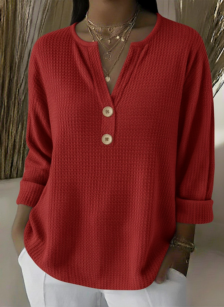 Lucinda™ | V-Neck Henley Top