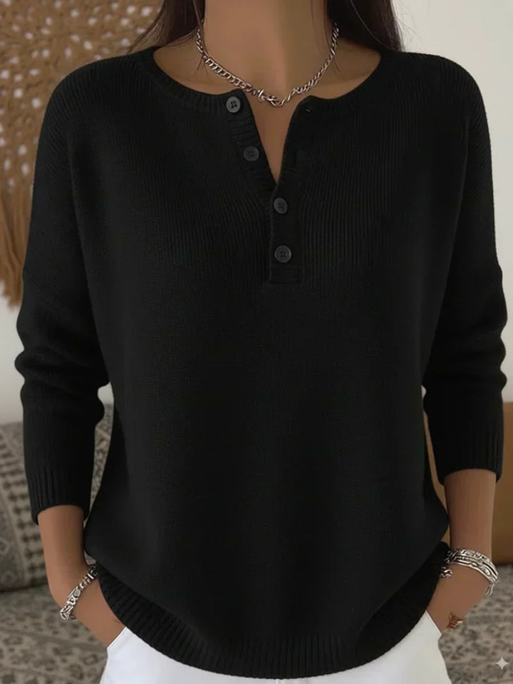 HELENA | HENLEY-BUTTON KNIT JUMPER