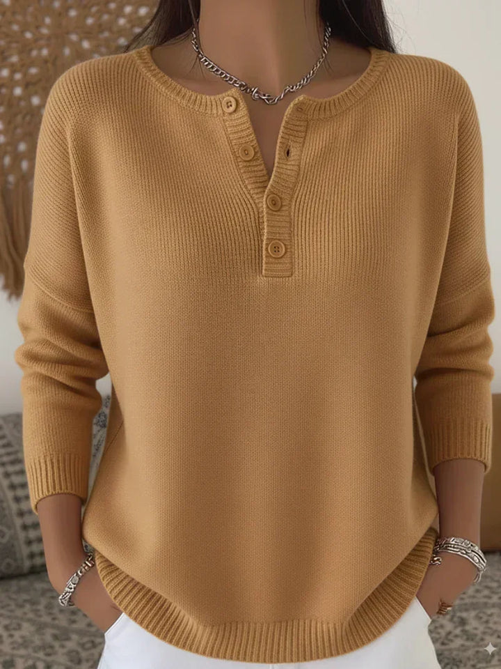 HELENA | HENLEY-BUTTON KNIT JUMPER