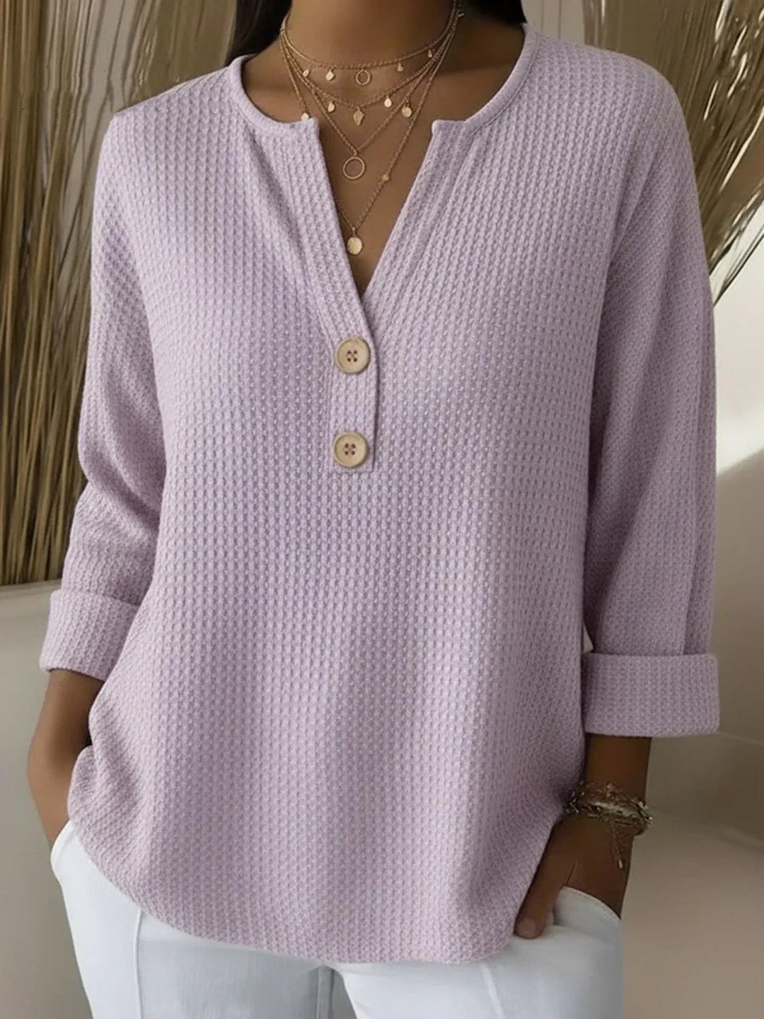 Lucinda™ | V-Neck Henley Top