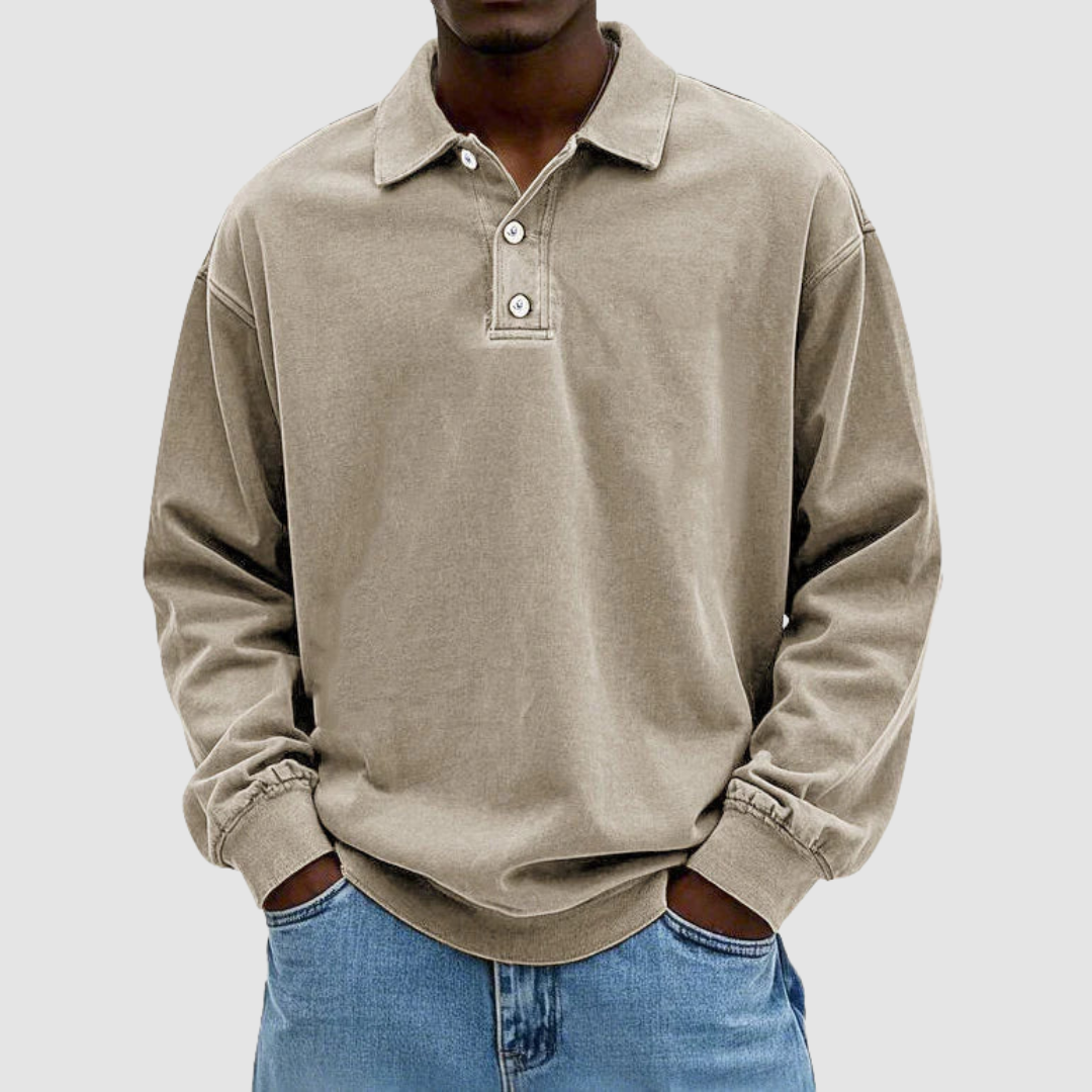 Maxime™ Vintage Long Sleeve Polo Shirt