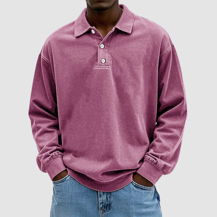 Maxime™ Vintage Long Sleeve Polo Shirt