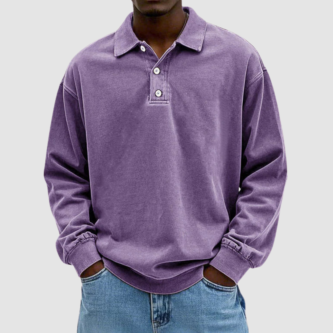 Maxime™ Vintage Long Sleeve Polo Shirt