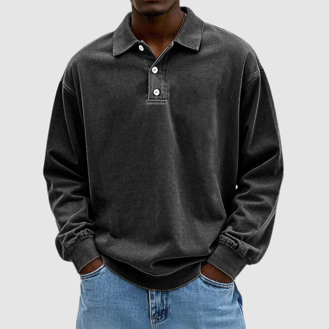 Maxime™ Vintage Long Sleeve Polo Shirt