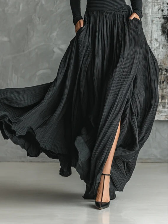 Cybele™ Black Turtleneck & Pleated Skirt Set