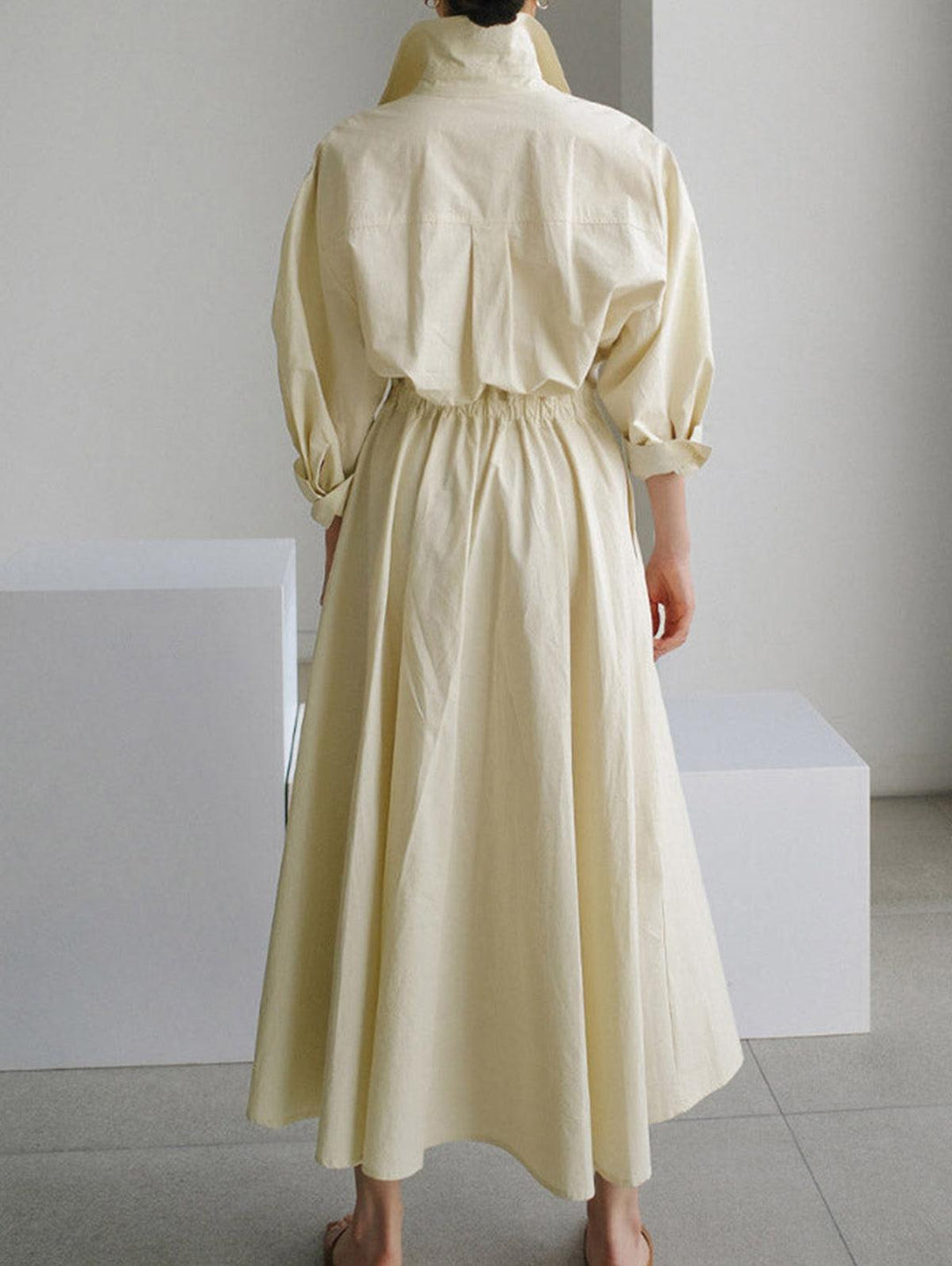 Elsie™ Elegant Button Lapel Midi Dress