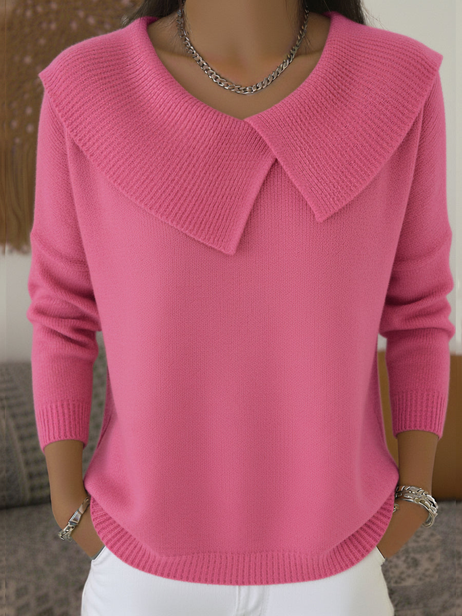 Sofía™ | Oversized Folded-Collar Sweater